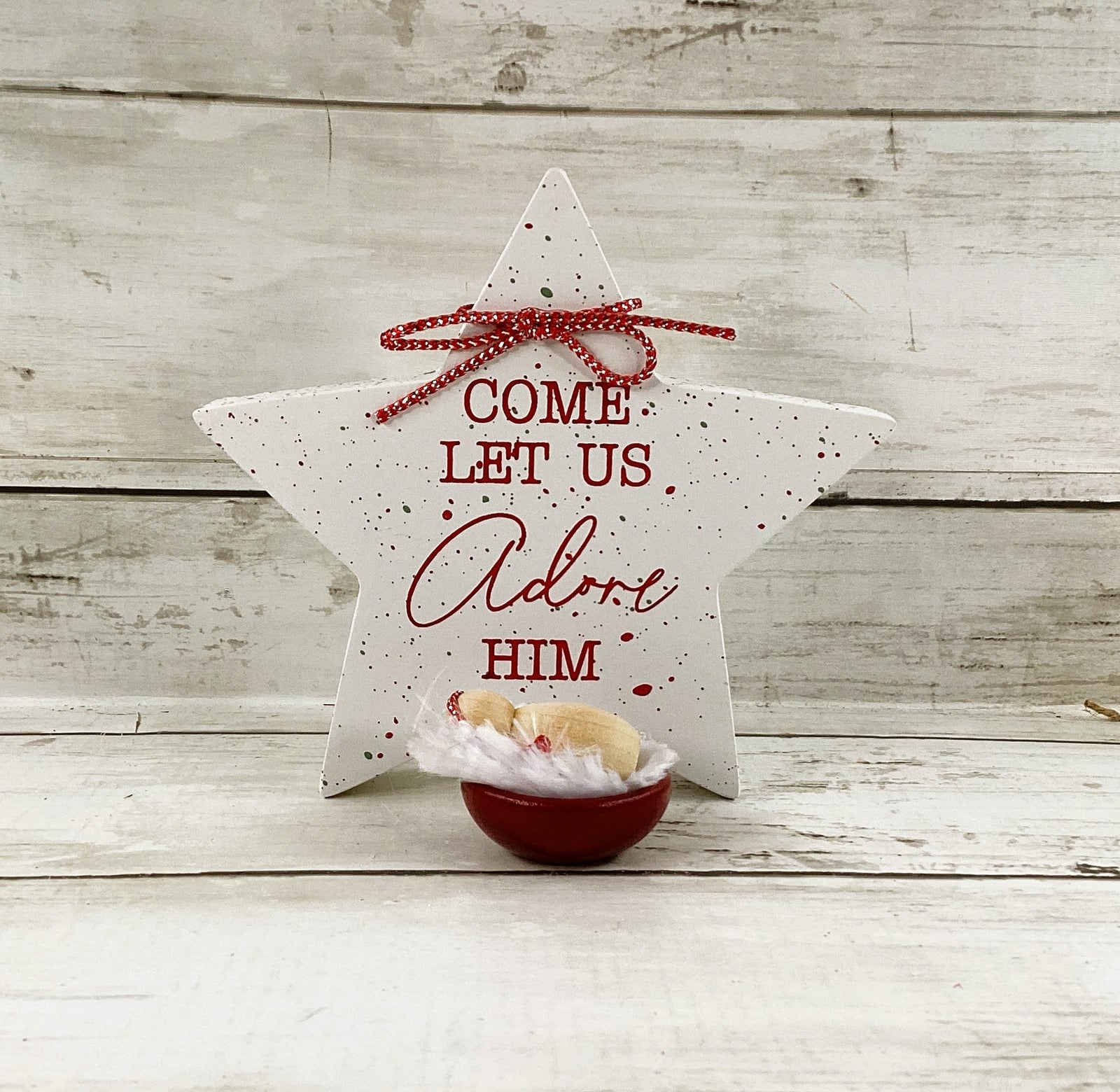 AGD Christmas Decor - Nativity Chunky Adore Him Star Baby Jesus Peg Doll 2pc