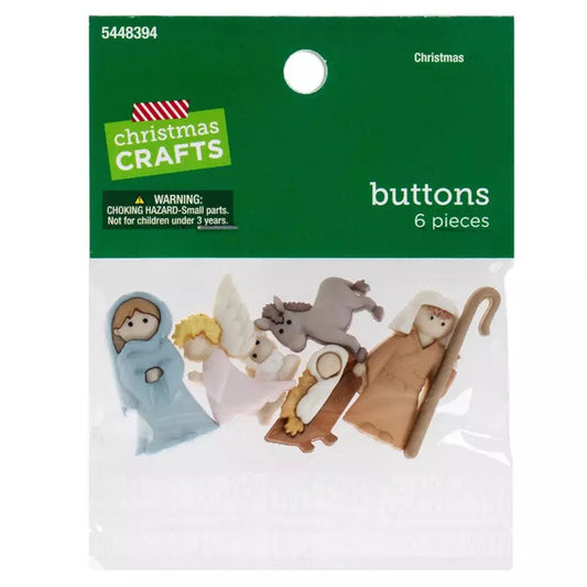 HL  Christmas Craft Supply - Nativity Button Embellishments 6pc