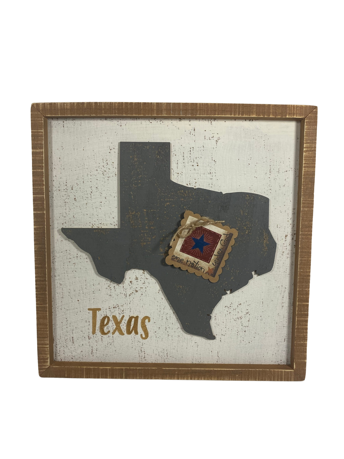 AGD Patriotic Decor - One Nation Under God Texas 3-D Wood Box Sign