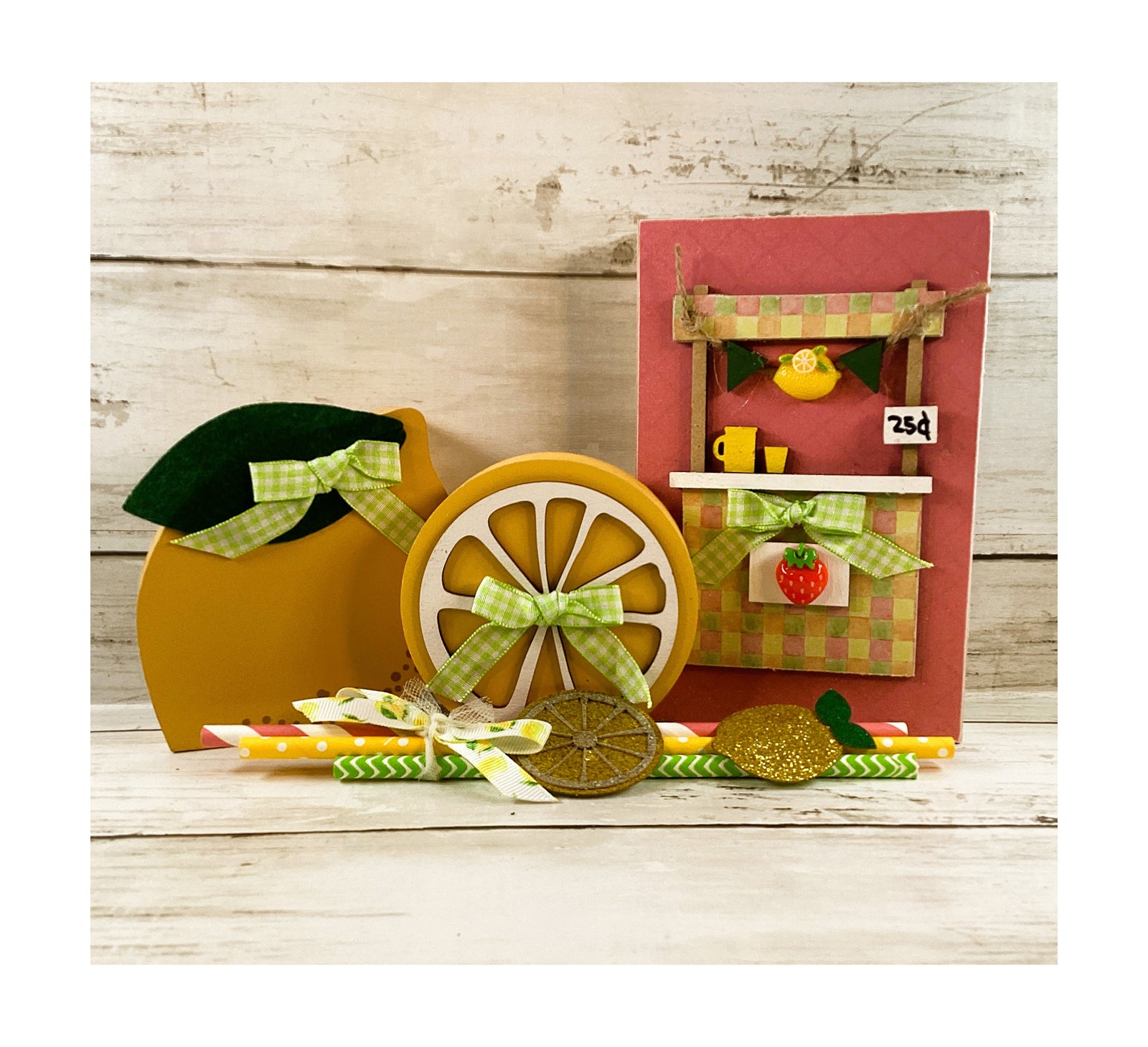 Summer Decor - Chunky Pink Lemonade Booth Stand Tier Tray 4pc Set