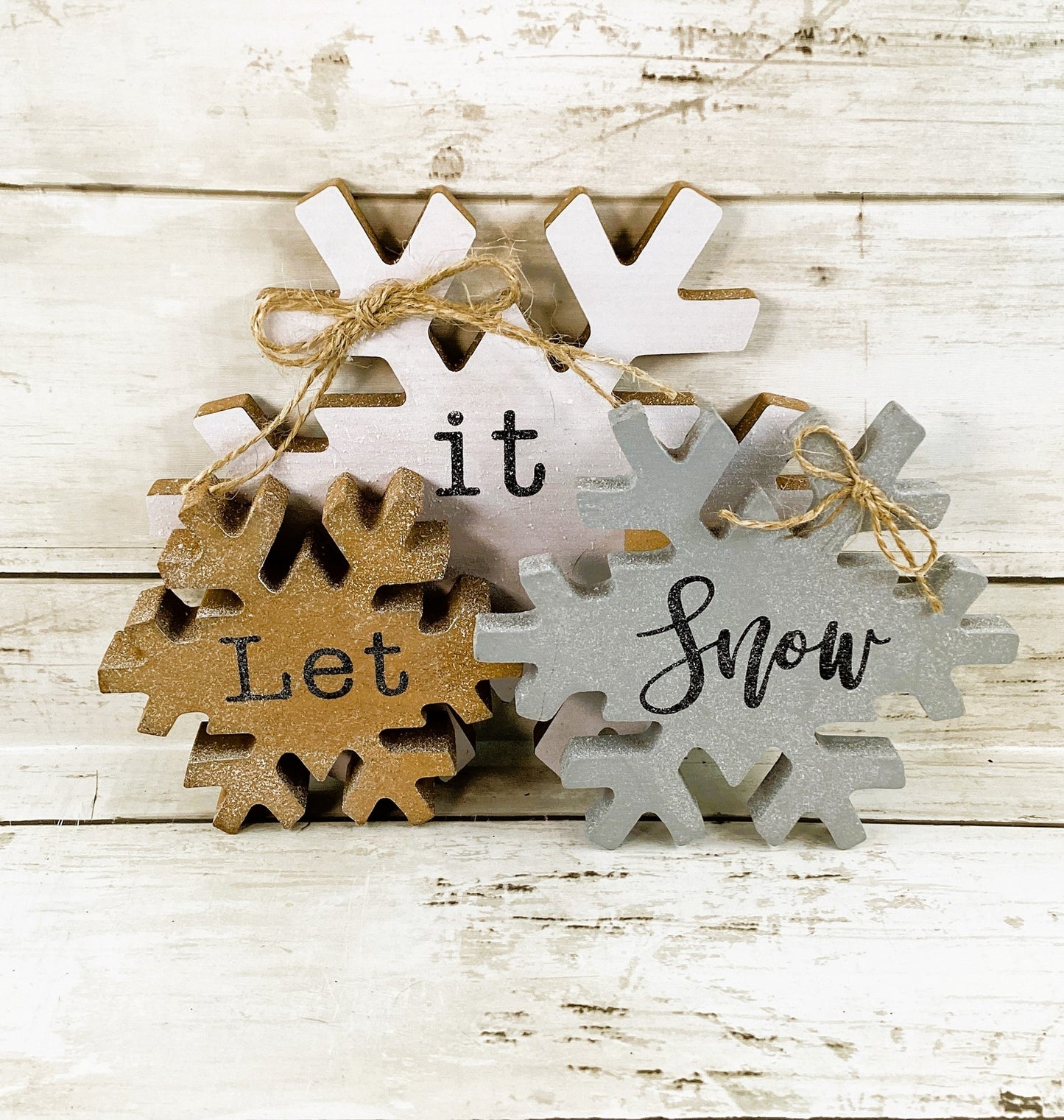AGD Christmas Decor - Farmhouse Let It Snow Snowflake Sled 2pc Set