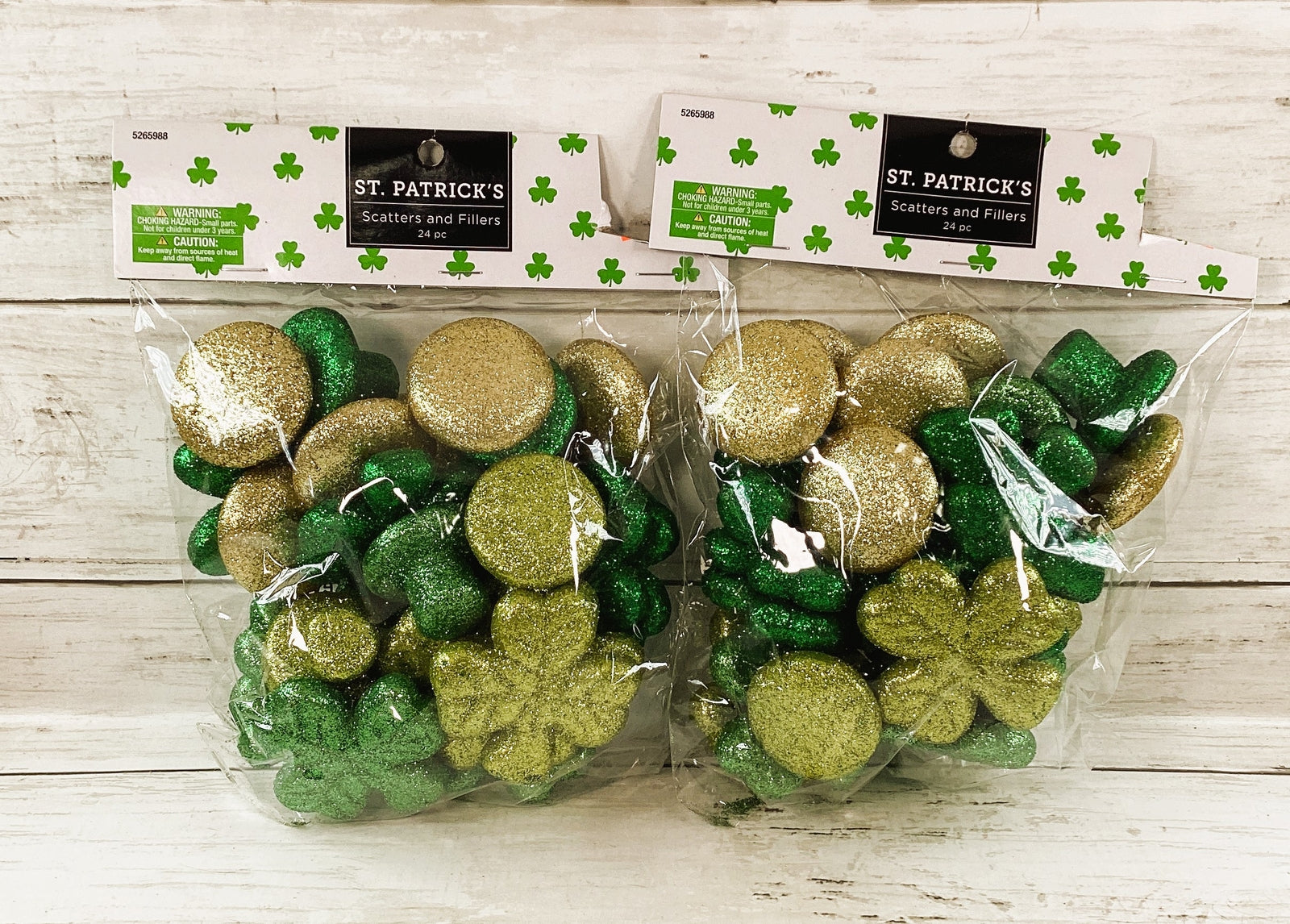 HL St Patricks Decor - Foam Glitter Irish Icon Table Scatters 2pks