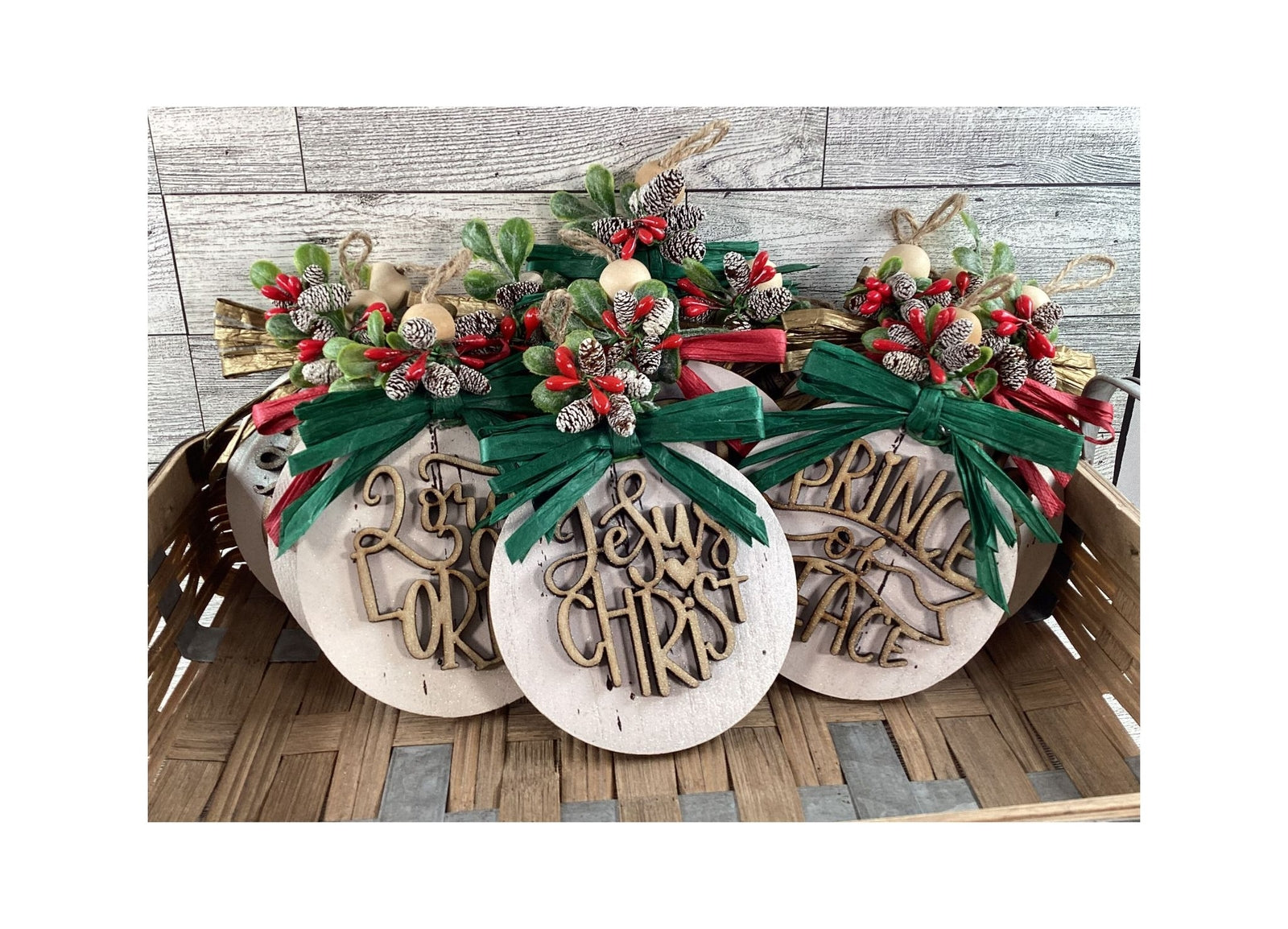 AGD Christmas Decor -  Names of God Advent Layered Wood Ornaments 12pc