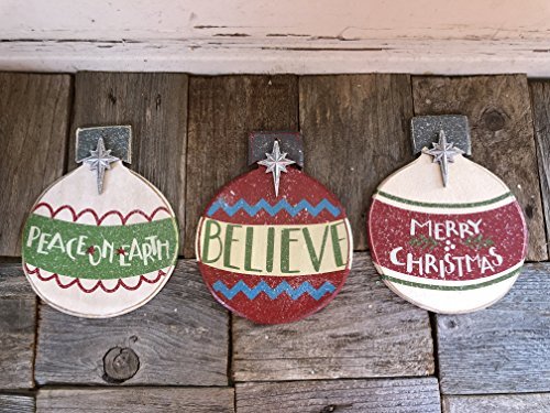 AGD Christmas Decor - Nativity Merry Believe Peace Wood Ornament 3pc.