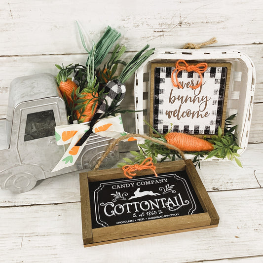 AGD Easter Decor -  Bunny Cottontail Carrot Patch Vintage Truck 3pc Set