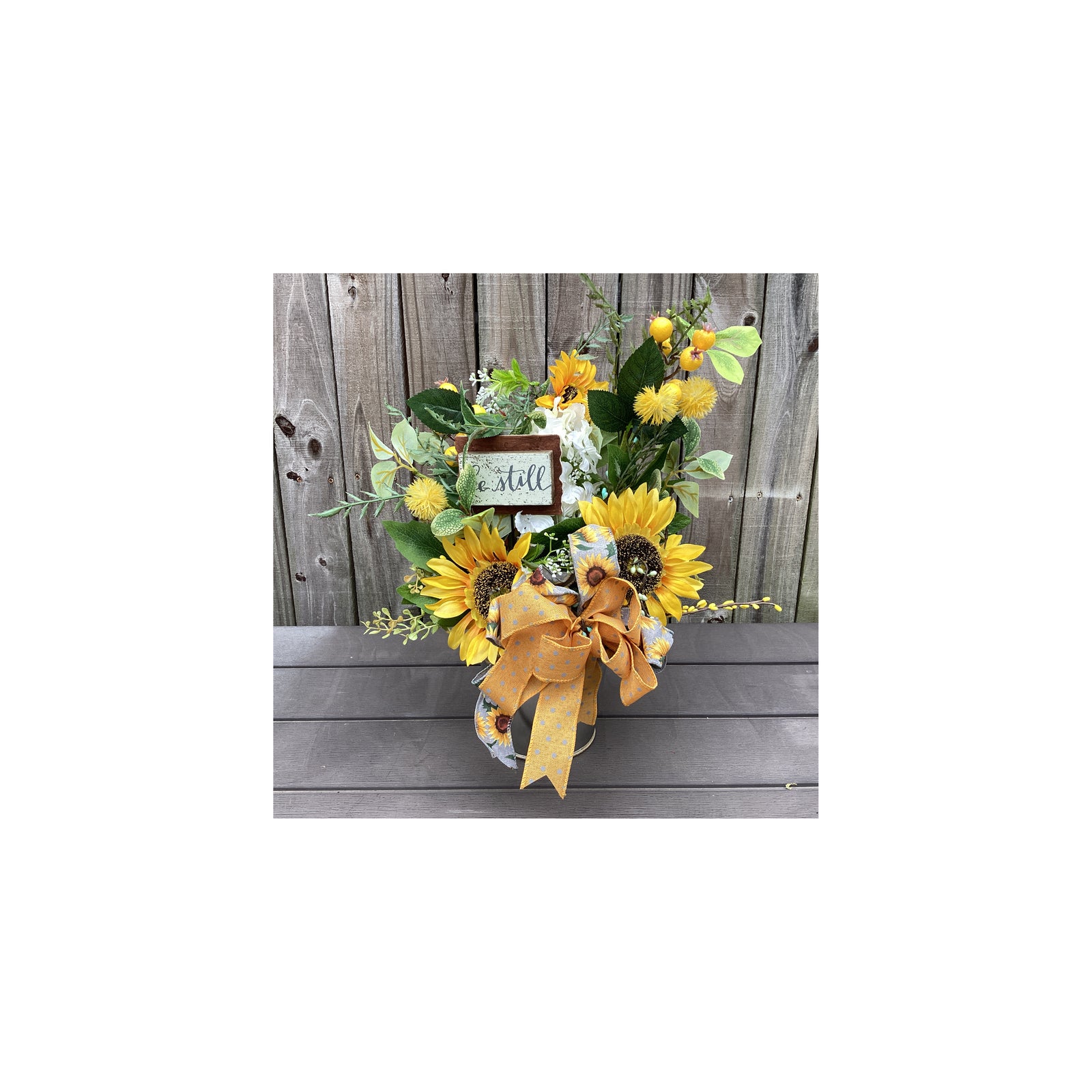 AGD  Spring Decor -Summer Sunflower BE Still Floral Galvanized Metal Display