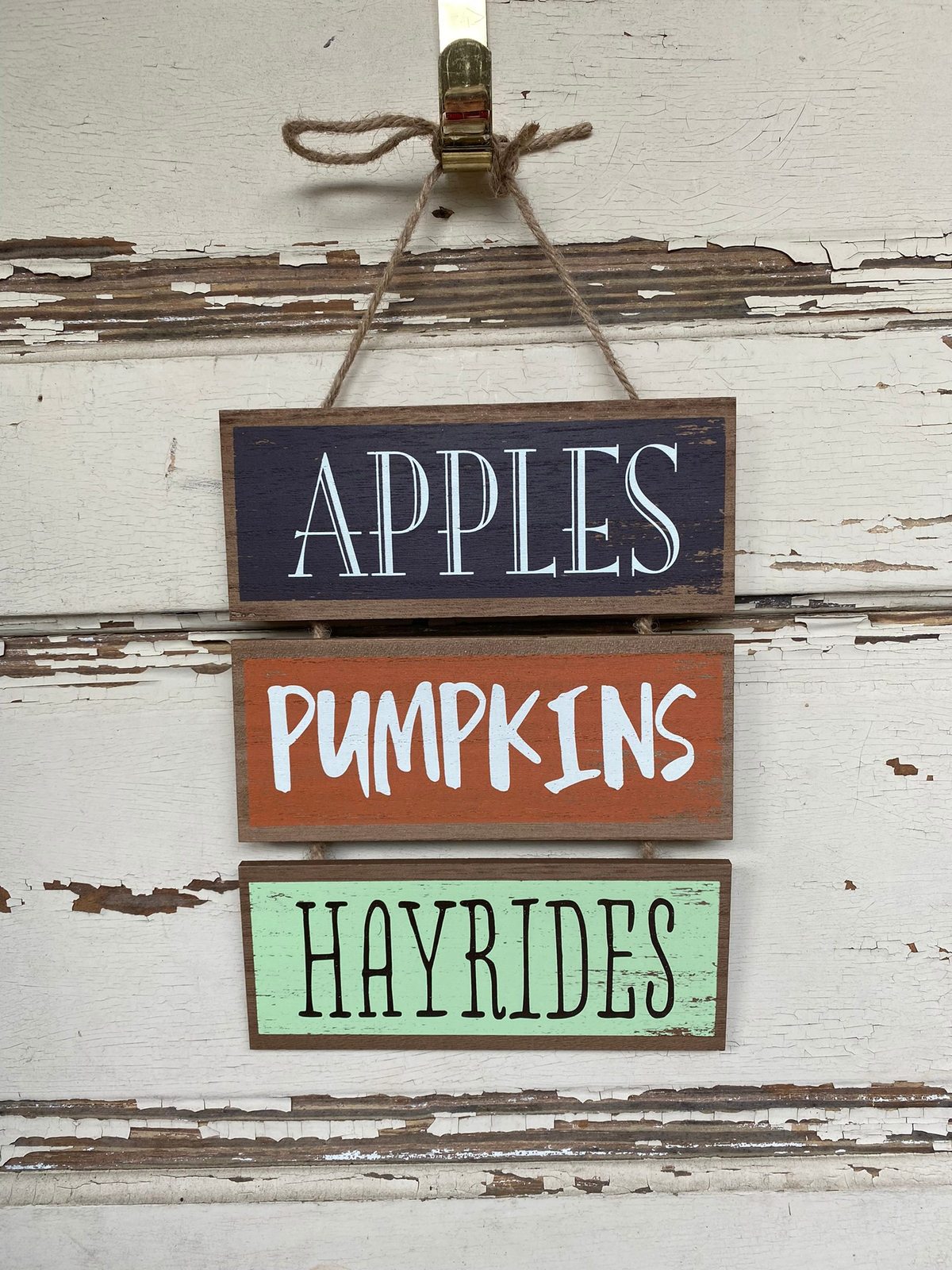 WM Fall Decor - Apple Pumpkins Hay Rides Slat Sign