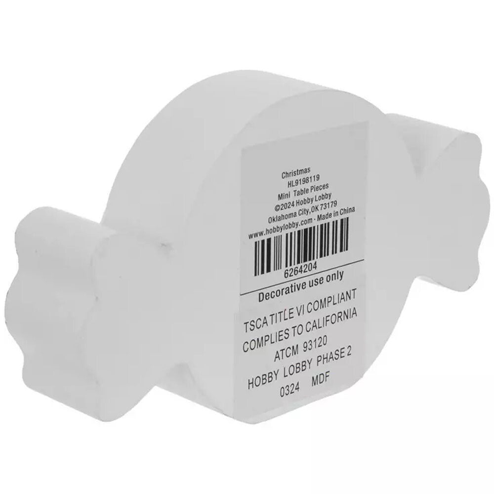 HL Christmas Decor - Peppermint Candy Chunky Wood Tier Tray Decor