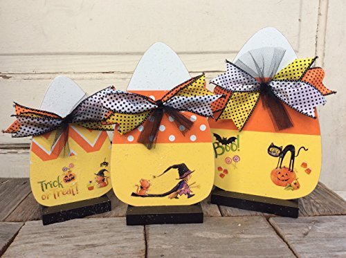 AGD Halloween Decor - LG Candy Corn Cute Witch 3pc Set