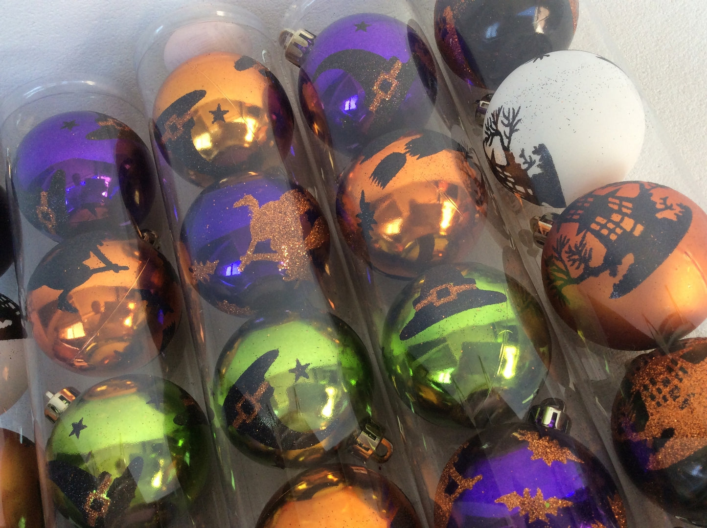 Darice Halloween Decor - Ornaments Bulbs Haunted House Witch Broom 5 Sets