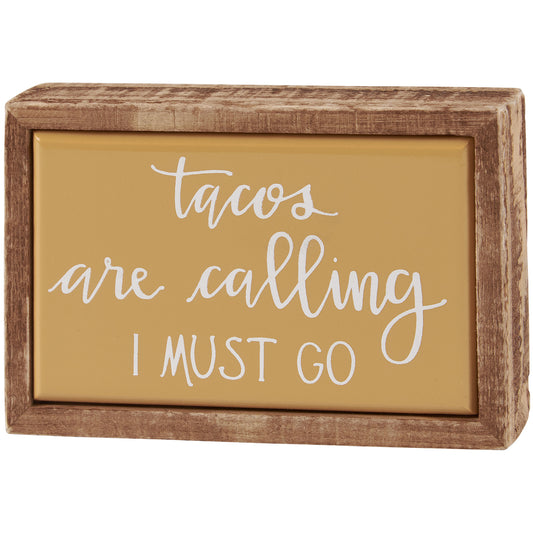 PBK Home Decor Tacos Are Calling I Must Go Mini Tier Tray Sign