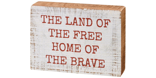 PBK Patriotic Decor - Land of the Free Mini Tier Tray Block Sign