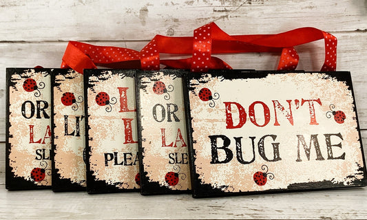 OWI Summer Decor -  Lady Luck Ladybug Small Sign Ornament