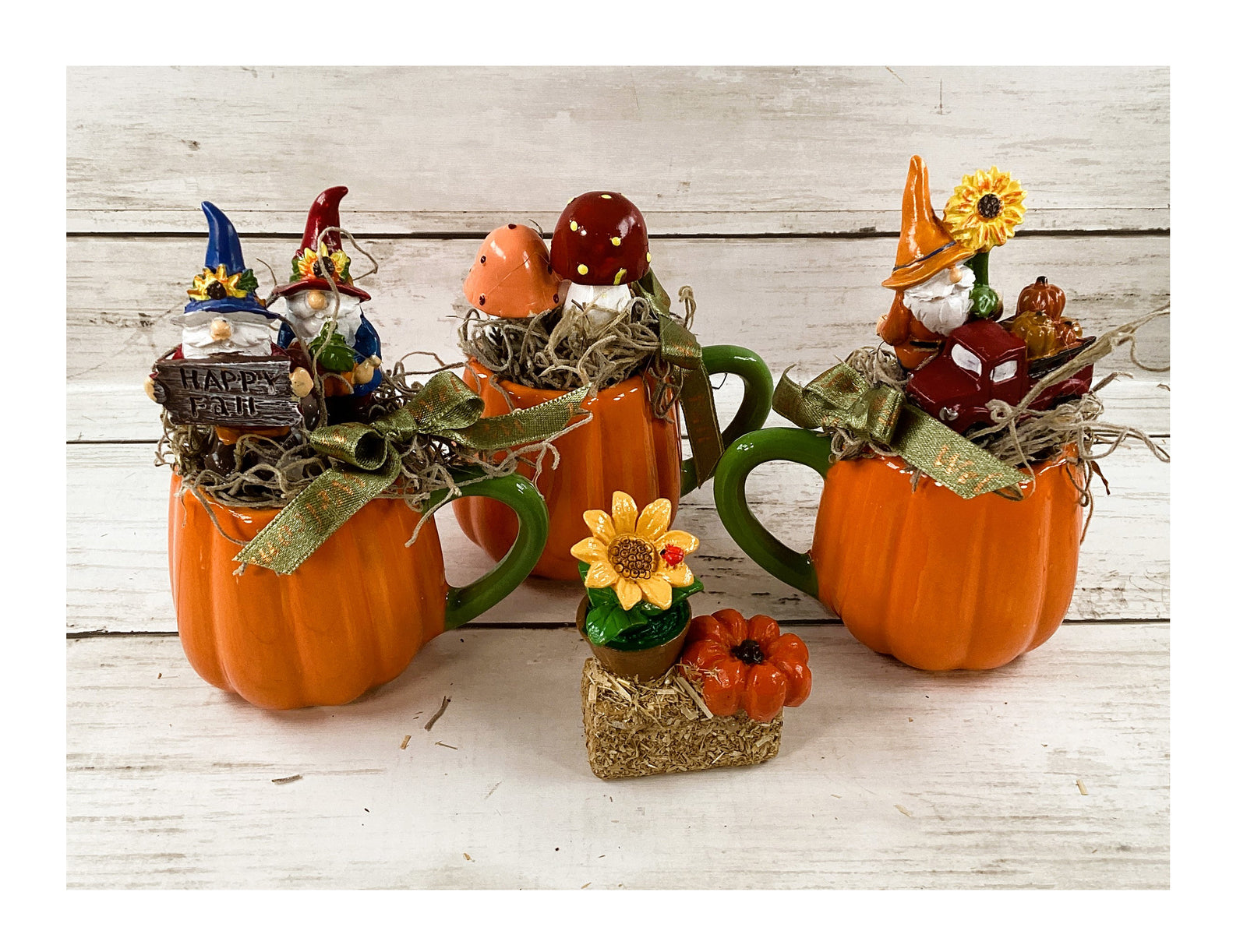 AGD Fall Decor - Small Espresso Pumpkin Coffee Cup Gnome Display 4pc