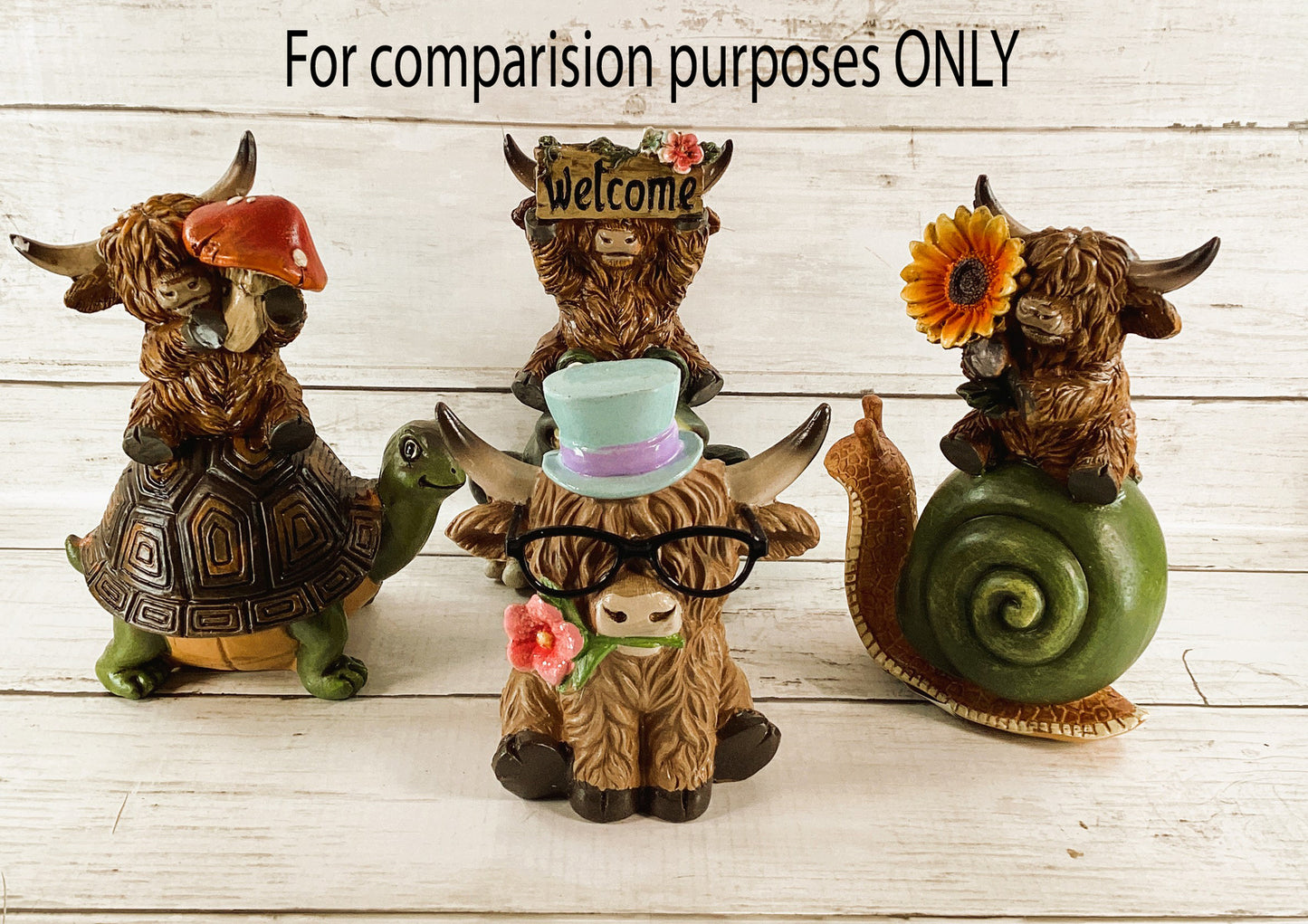 Gerson Spring Decor - Garden Friends Highland Cow Figurine 3pc