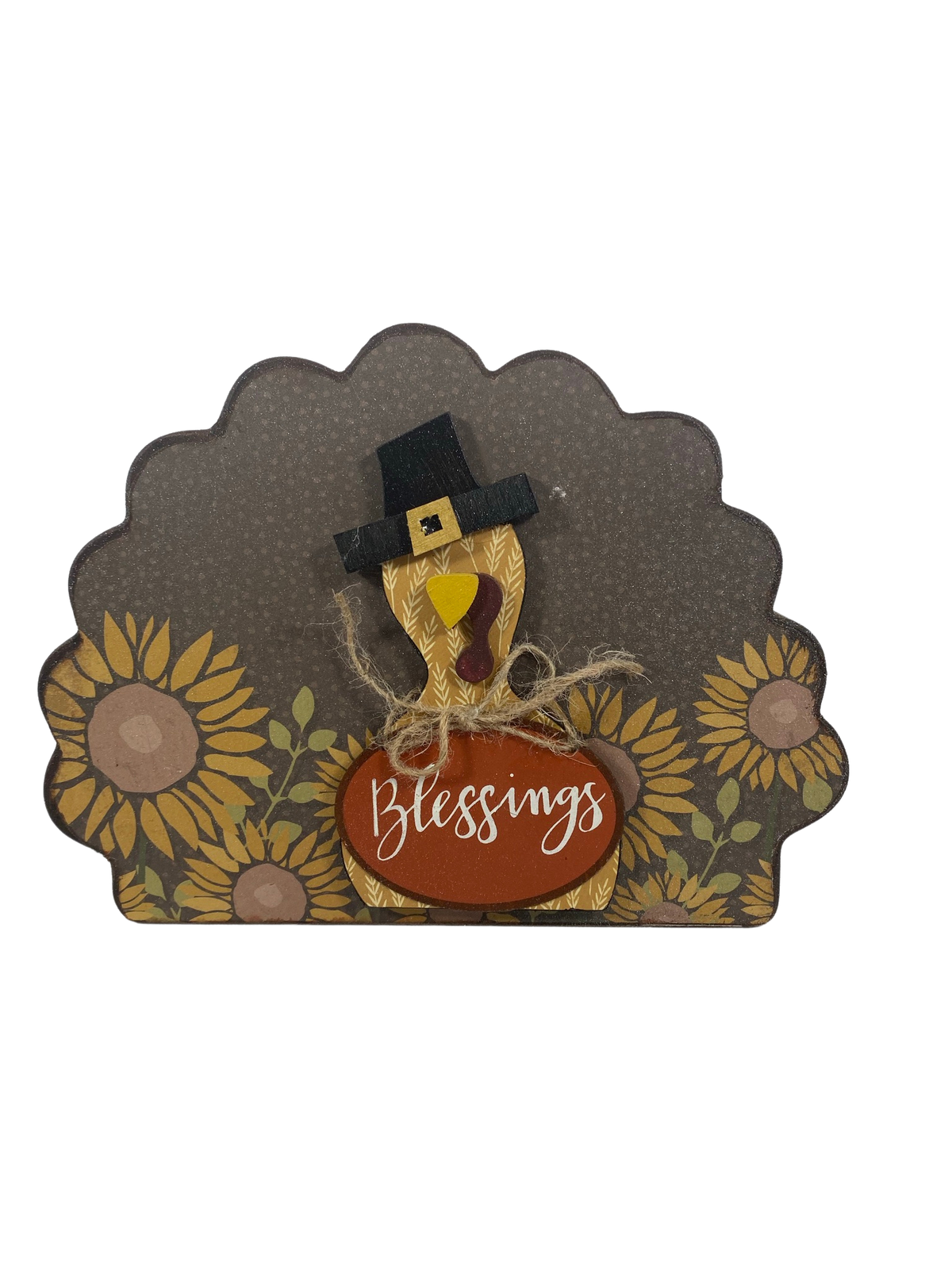 AGD Fall Decor - Reversible Blessings Welcome Chunky Wood Turkey Sign
