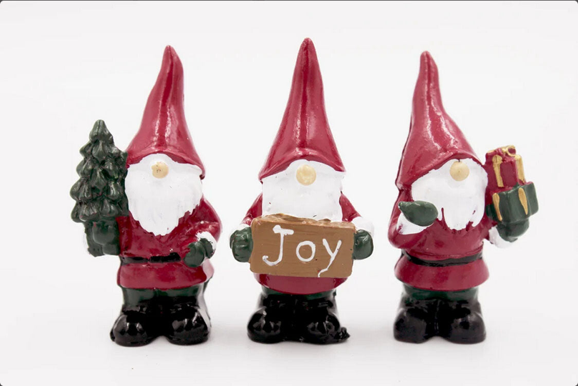 HL Christmas Craft Decor - Miniature Resin Garden Santa Gnomes 3pc