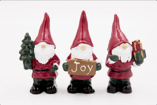 HL Christmas Craft Decor - Miniature Resin Garden Santa Gnomes 3pc
