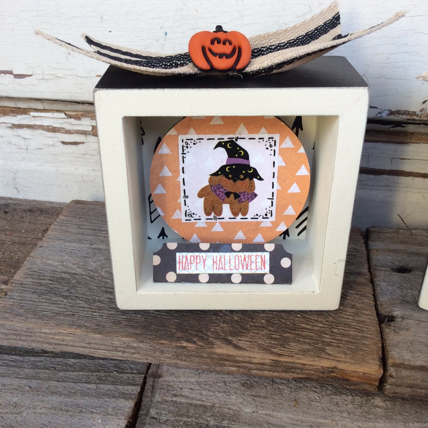AGD Halloween Decor - Prim Cat and Dog Box Signs 2pc