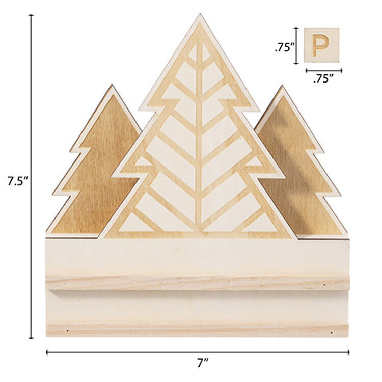 Darice Christmas Craft Decor - Unfinished Wood Message Tiles Trees