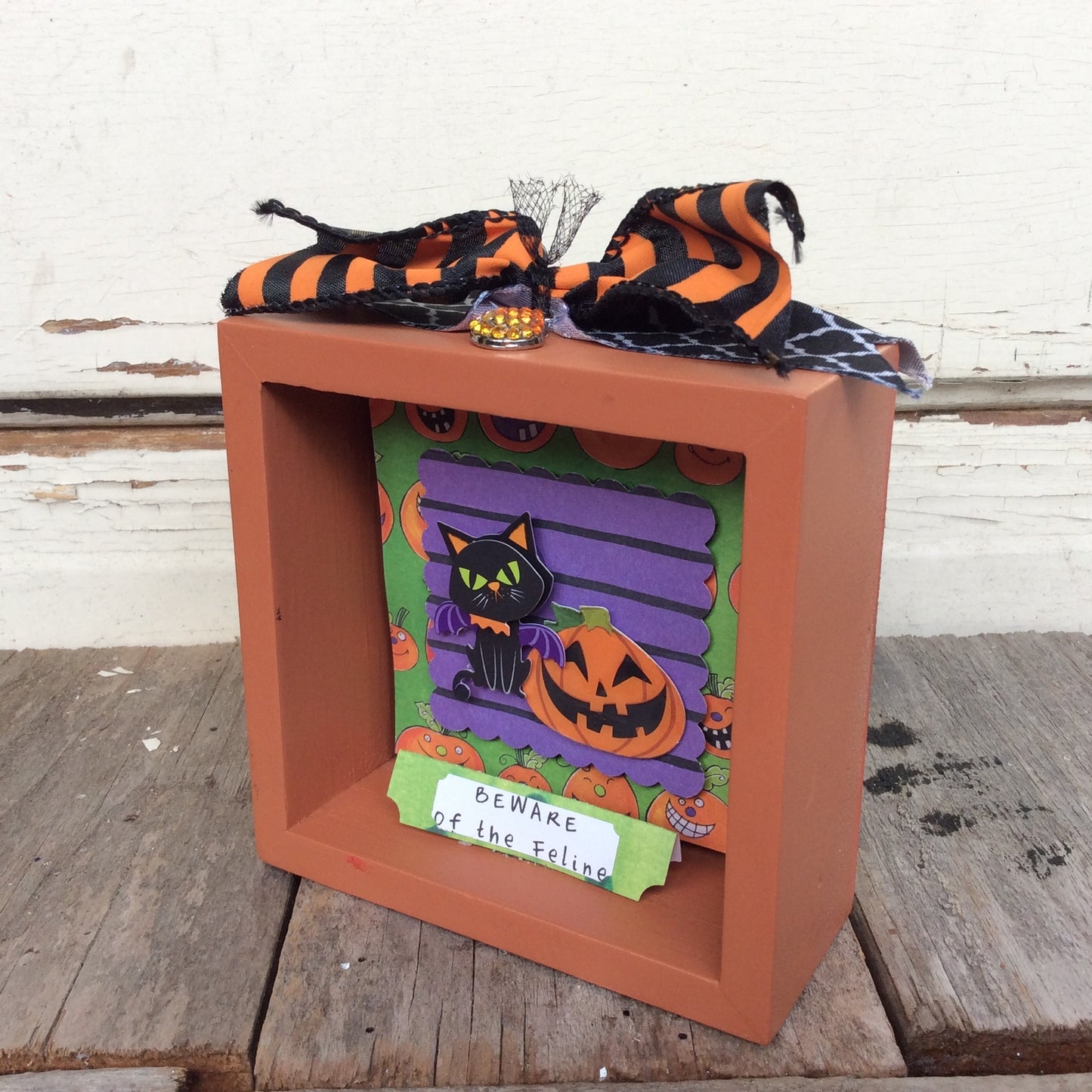 AGD Halloween Decor - Beware of the Feline Box Sign