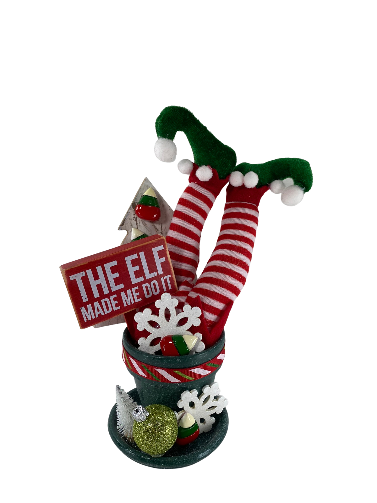 AGD Christmas Decor - Elf Made Me Do It Filled Clay Pot Display