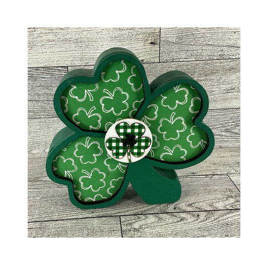 AGD Saint Patrick Decor -  Chunky Wood Shamrock Sitter