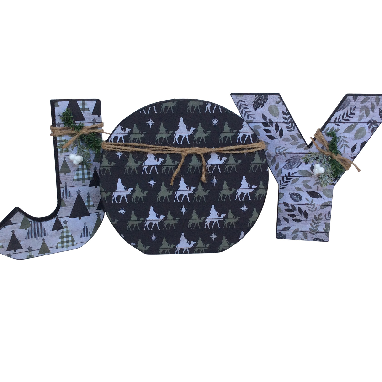 AGD Christmas Decor - Woodland Chunky Joy Letters Tabletop Sign