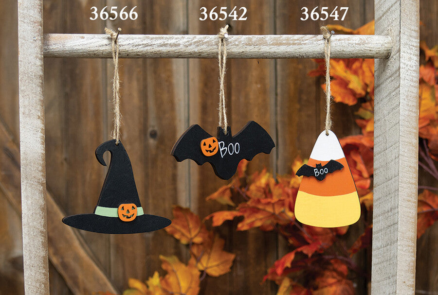 CWI Halloween Decor - Small Prim Black Boo Bat Ornament