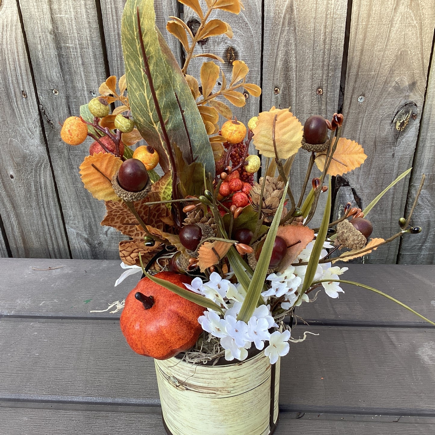 AGD Fall Decor - Faith Family Farmhouse Floral Filled Crock Display