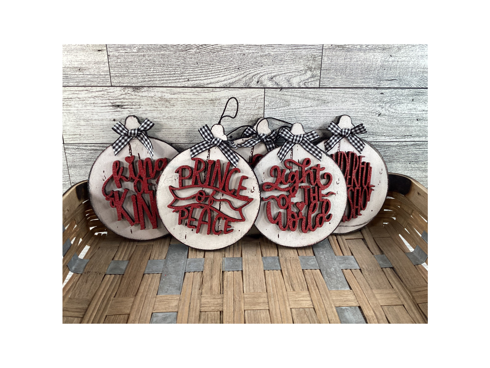 AGD Christmas Decor -  Names of God Advent Layered Wood Ornaments 5pc