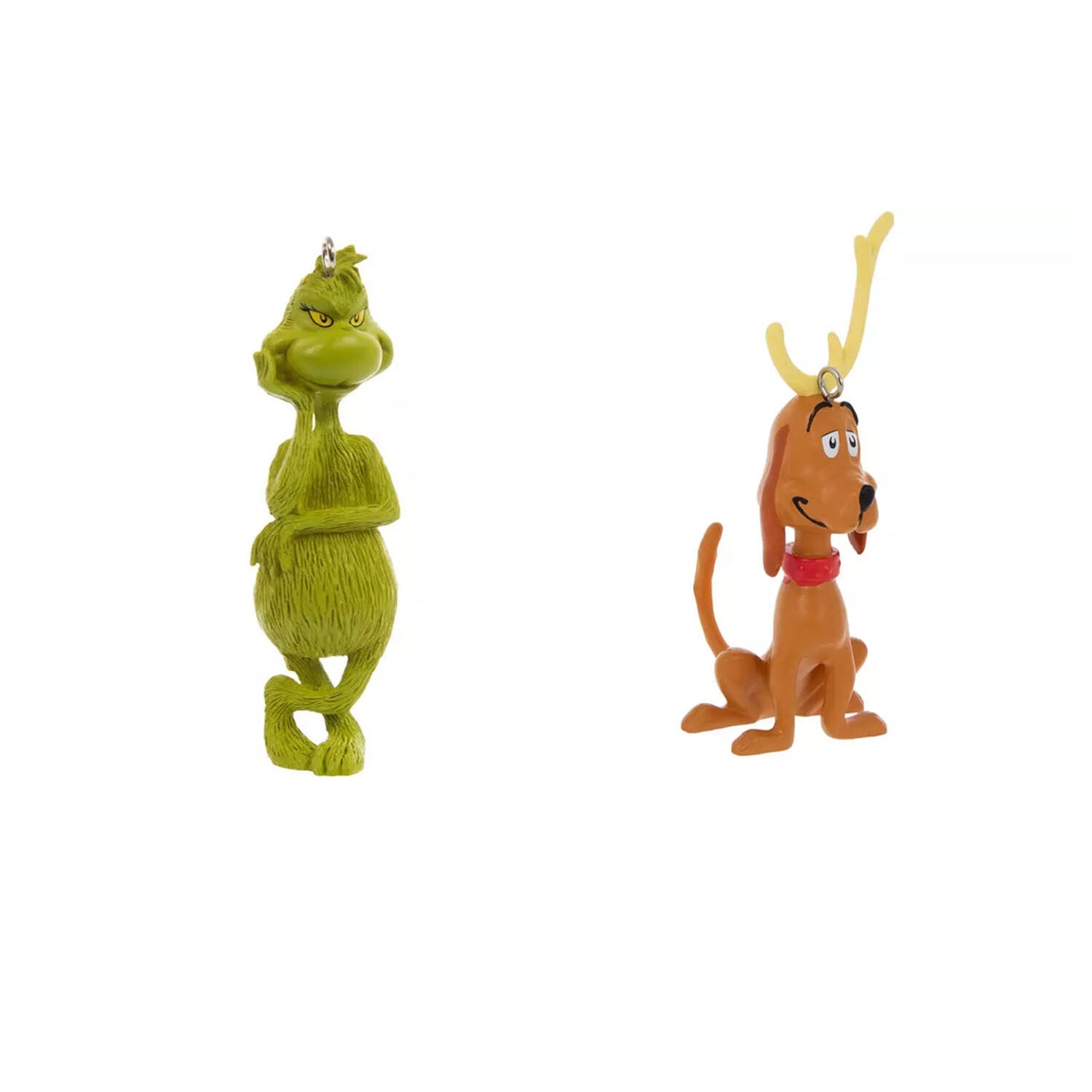 Hallmark Christmas Decor - Dr Seuss Grinch Lu Max 3-D Ornaments 2pc Set