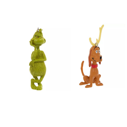 Hallmark Christmas Decor - Dr Seuss Grinch Lu Max 3-D Ornaments 2pc Set