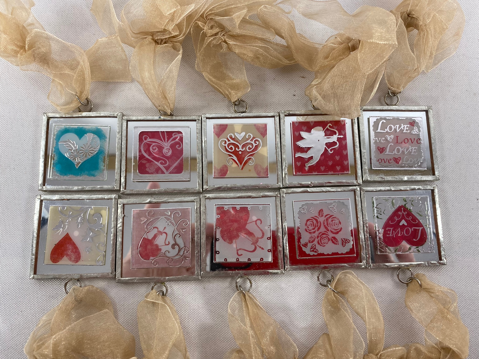 AGD Valentines Decor - Romantic Heart Themed Mirror Ornaments 10pc