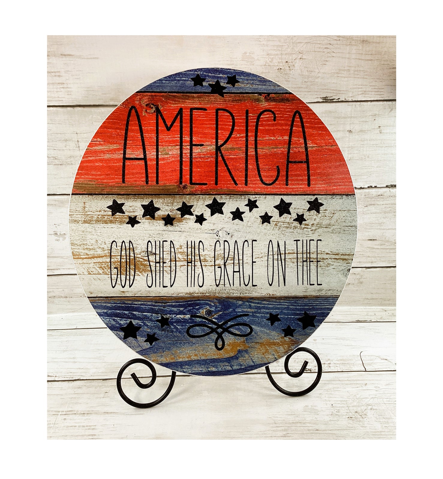 AGD Patriotic Decor - America God Shed His Grace Music Box Easel Display