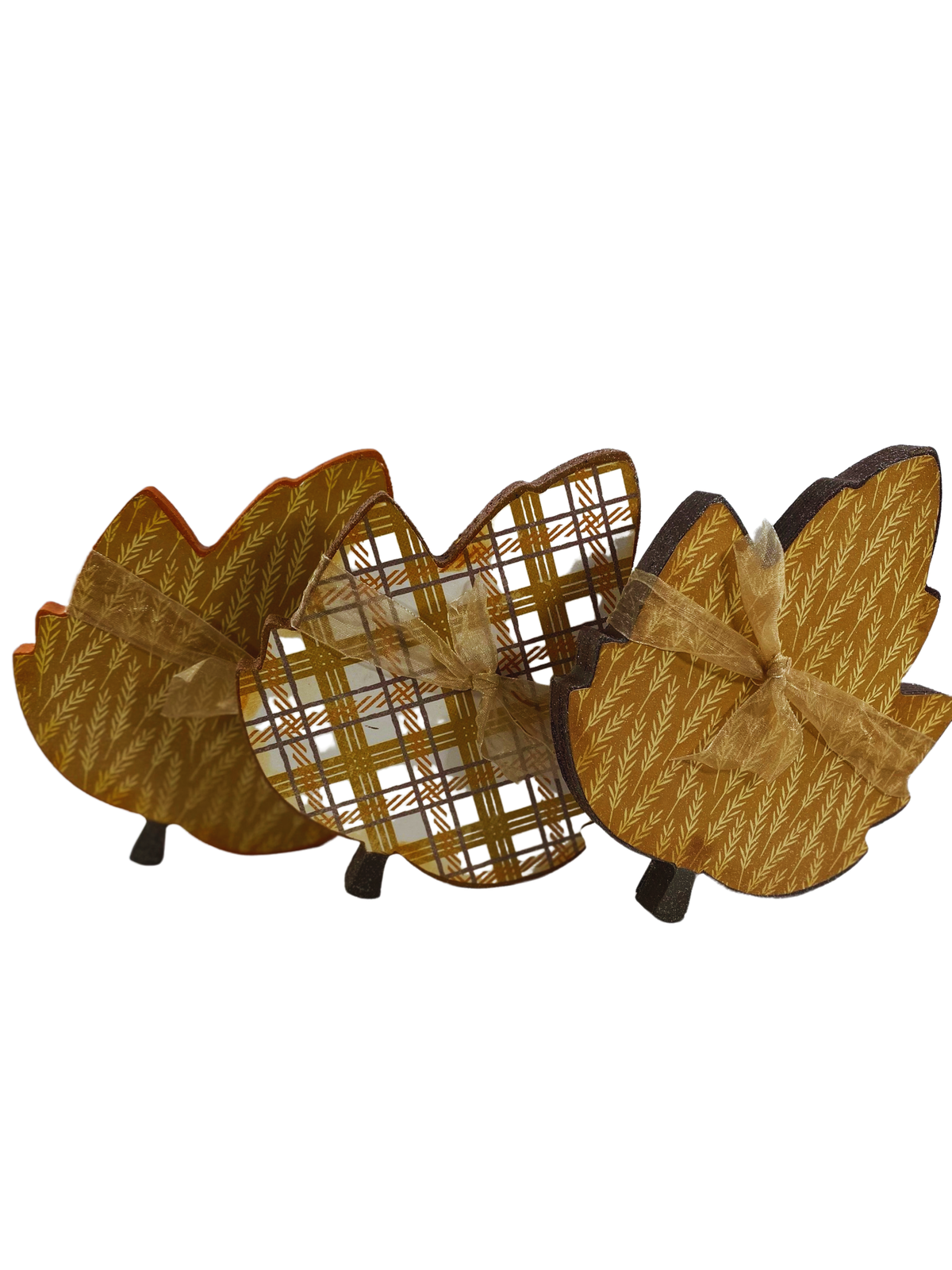 AGD Fall Decor -Reversible Chunky Leaf Leaves Sitters 4pc Set