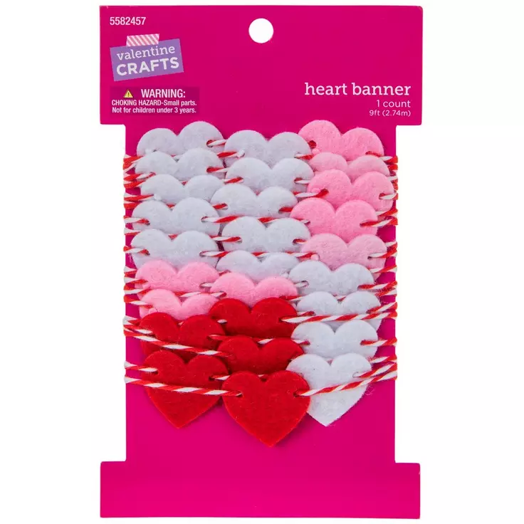 HL Valentines Craft Supply - Mini Felt Heart Banner 9ft