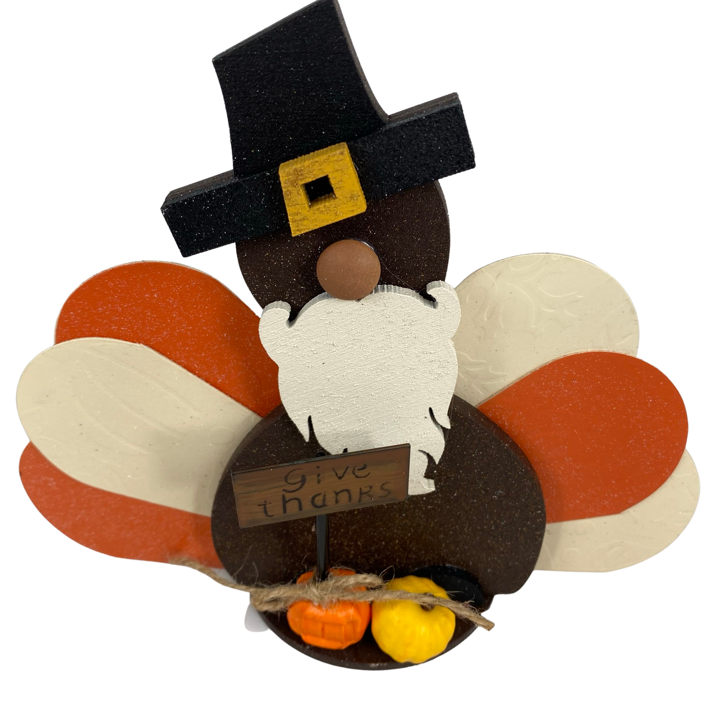 AGD Fall Decor - Give Thanks Turkey Gnome Sitter
