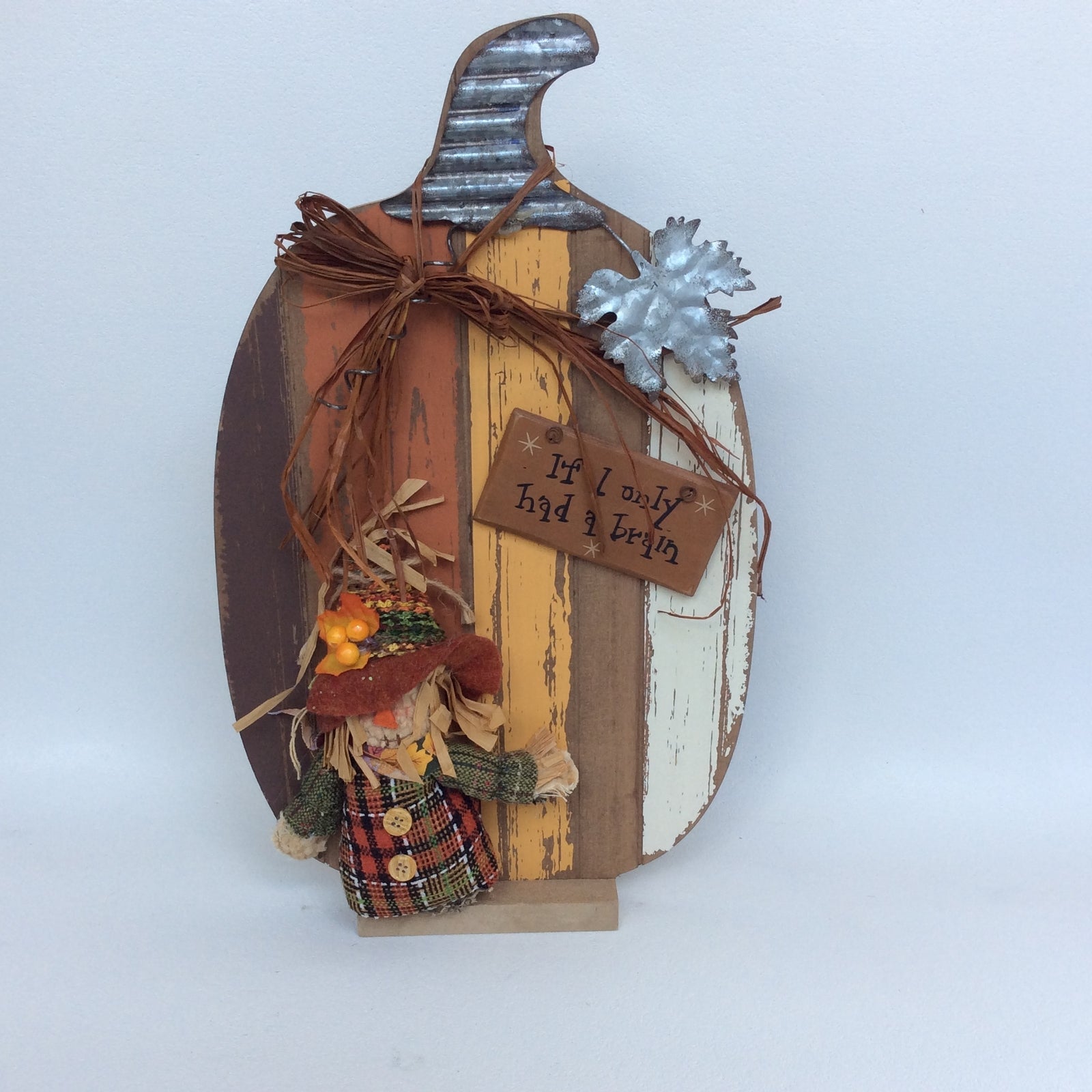 AGD Fall Decor - Scarecrow Had A Brain Tall Slat Pallet Pumpkin