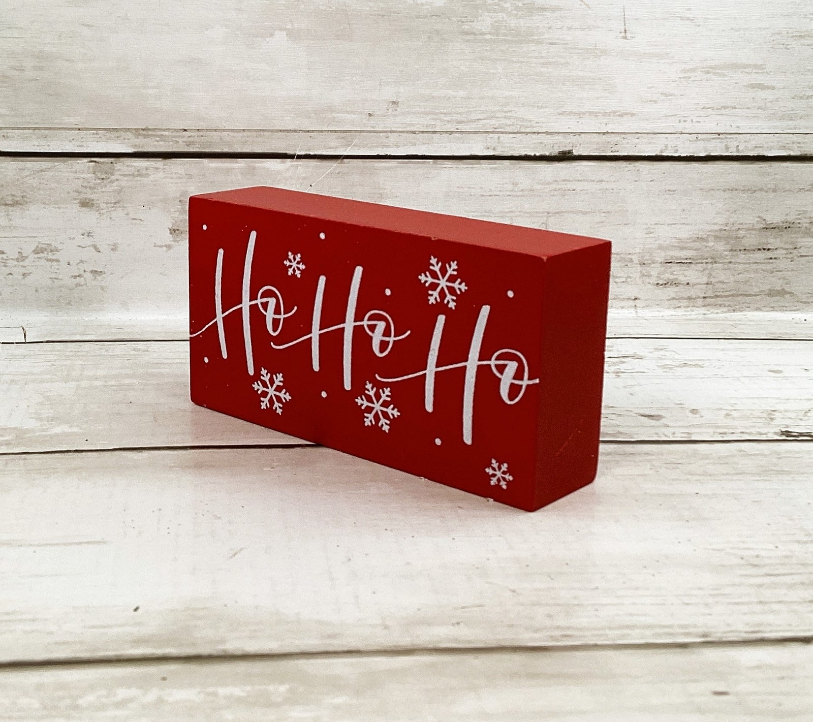 Christmas Decor - Chunky Wood Santa Ho Ho Ho Sitter Tier Tray