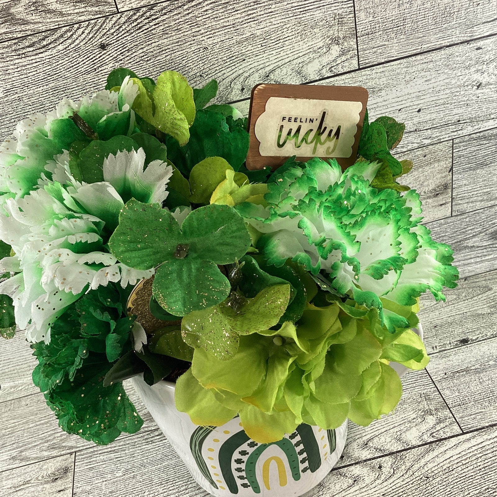 AGD  Saint Patrick's Decor  – Irish Rainbow Coffee Mug Floral Display