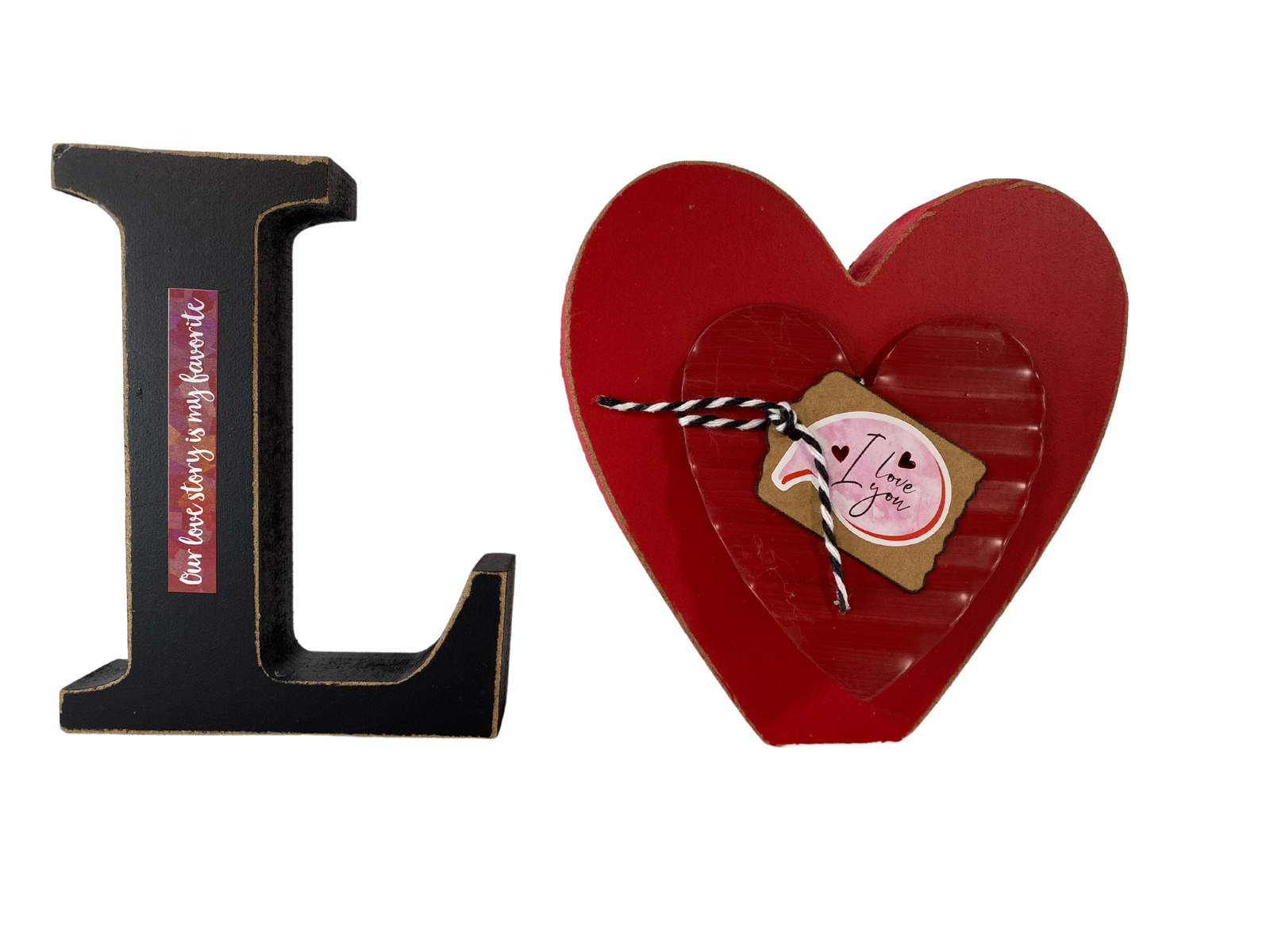 Valentines Decor - Chunky Wood Heart Love Letter Word Tabletop Display