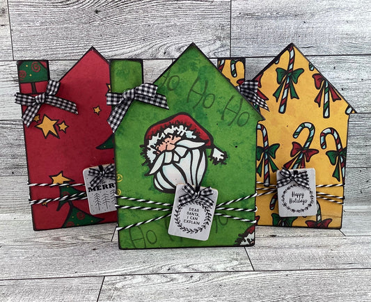 AGD Christmas Decor - Whimsy Bright Color Chunky Wood Houses 3pc Set