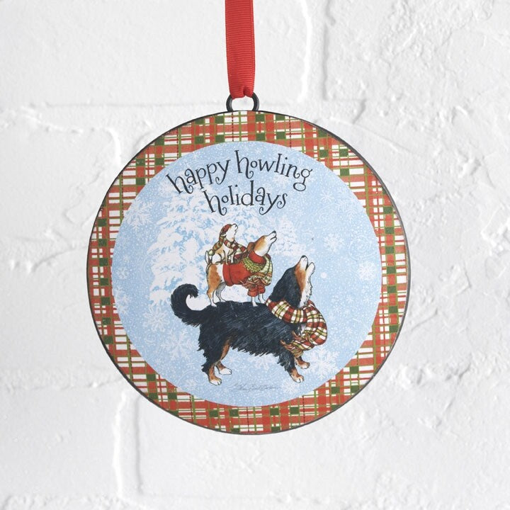 Raz Imports Christmas Decor - Metal Happy Howliday Dog Puppy Ornaments
