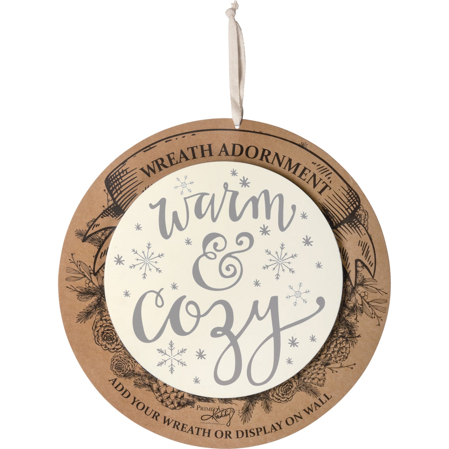 PBK Christmas Decor - Warm and Cozy Wreath Insert Sign