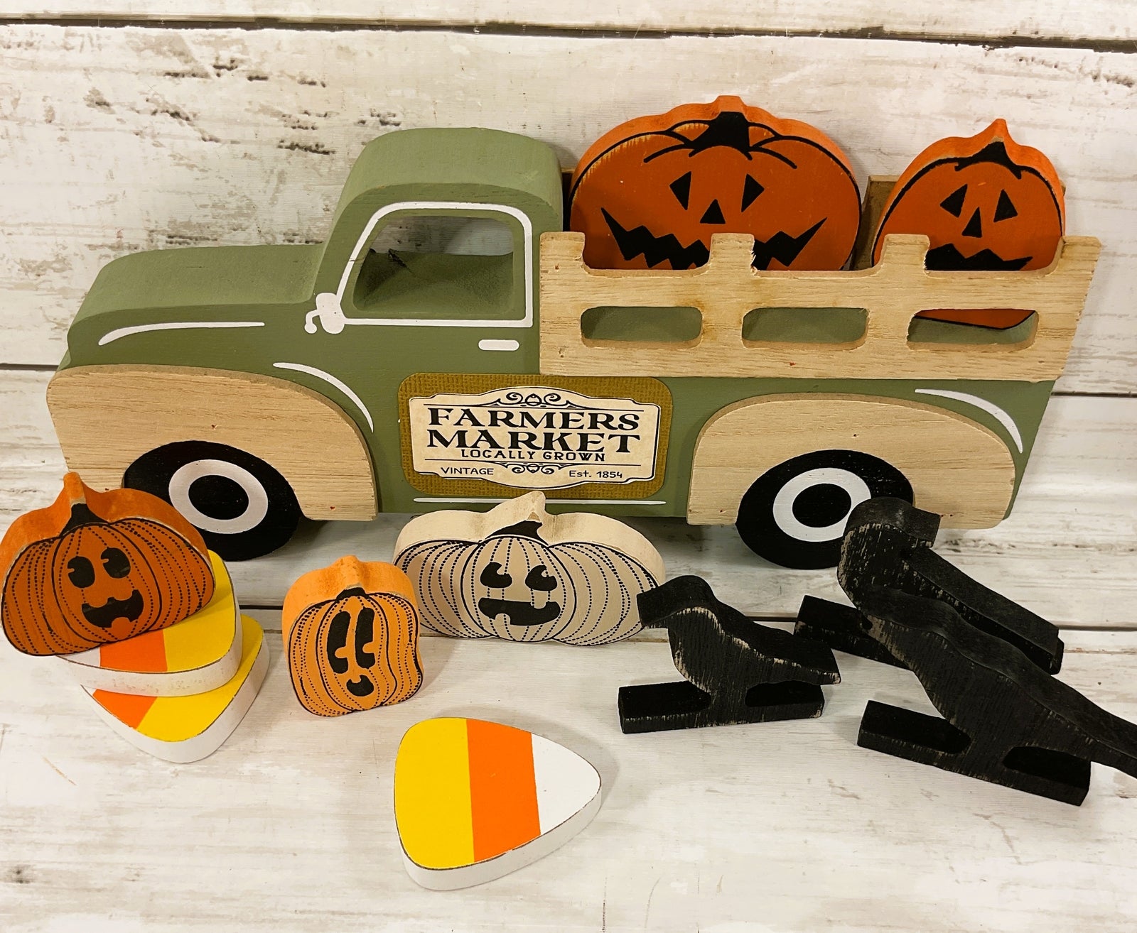 AGD  Fall Decor - Farmers Market Stand Multi Seasons Chunky Wood Truck