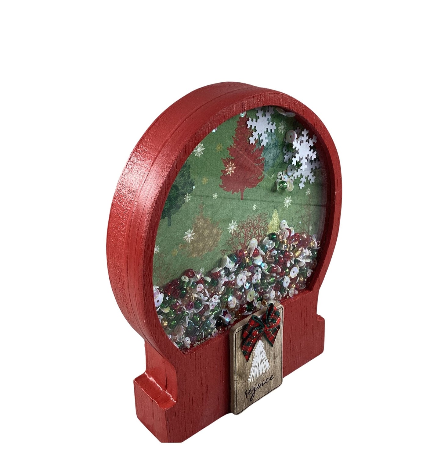 AGD Christmas Decor -  Rejoice Tree Snow Globe Chunky Wood Shaker