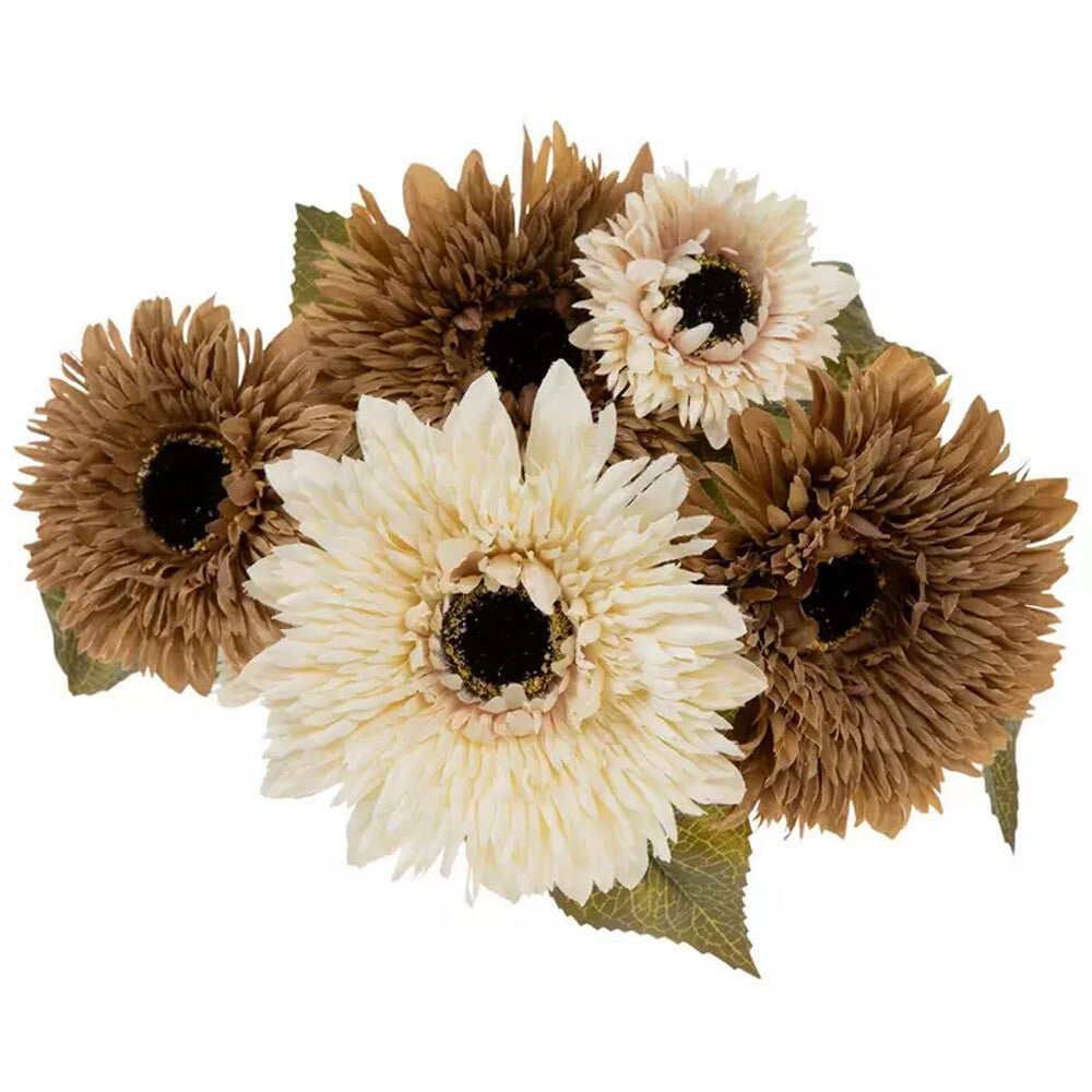 HL  Fall Supply - Cream Almond Teddy Bear Sunflower Floral Bush 3pc Set