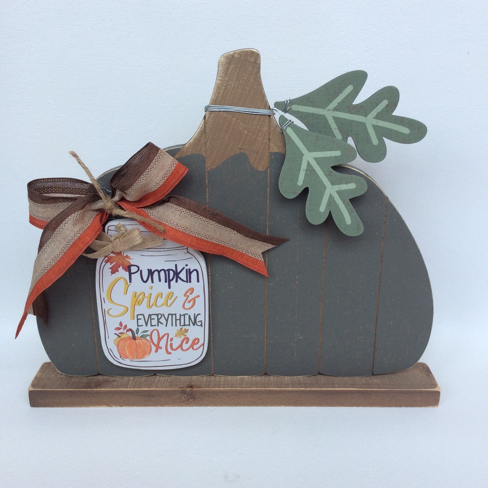 AGD Fall Decor - Spice Everything Nice Gray Slat Pallet Pumpkin