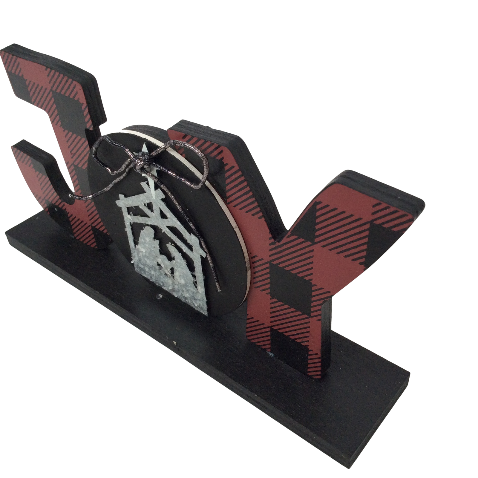 AGD Christmas Decor - Buffalo Check Plaid Joy Nativity Tabletop Sign